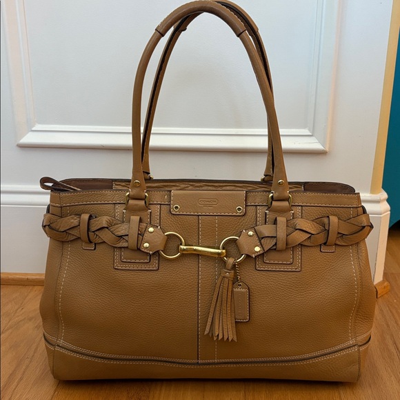 Coach Vintage Hampton Braided Pebbled Leather shoulder Bag tan Y2K Classic - Picture 9 of 16